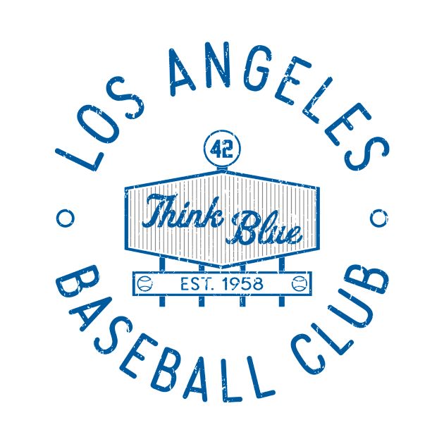 Retro LA Baseball Club Stadium Logo (Blue) by Double-Double Designs