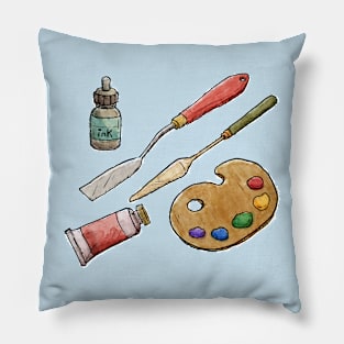 Artsy Tools hand Drawn Pillow