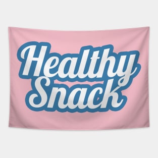 Healthy Snack-white letters with blue outline Tapestry