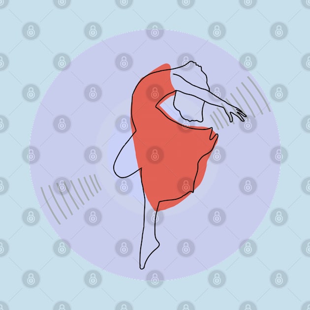 Vinyl - Ballerina dancer minimalist line art (blue) by SwasRasaily