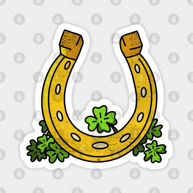 Lucky horseshoe and four leaf clovers Magnet by keeplooping