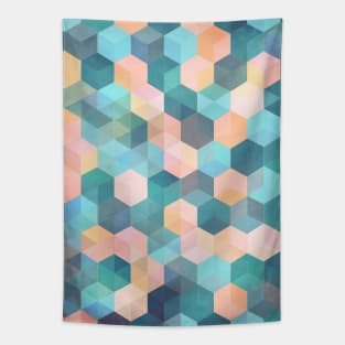 Child's Play 2 - hexagon pattern in soft blue, pink, peach & aqua Tapestry