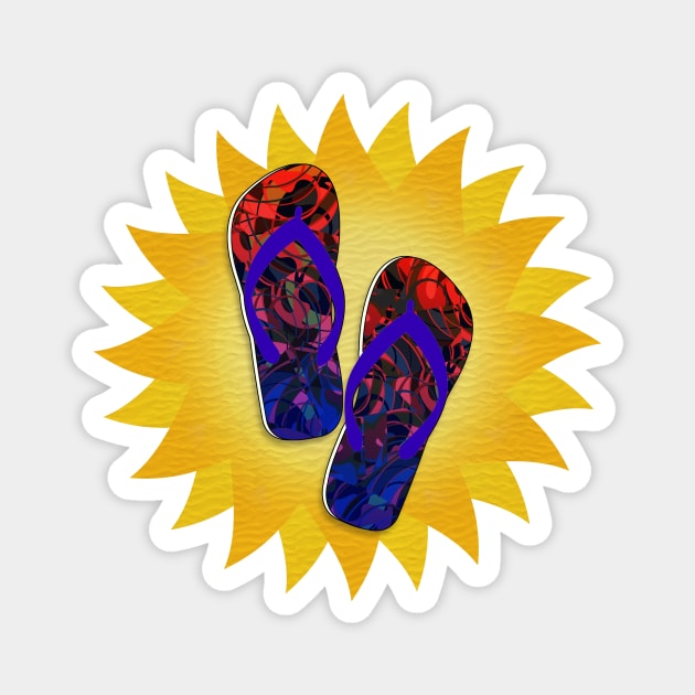 Summer Sunshine and Blue Flip-Flops Magnet by Gravityx9