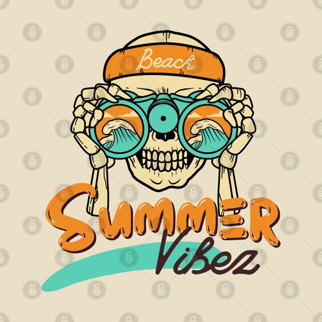 Summer Vibes at the Beach with Cool Skull by Nutrignz