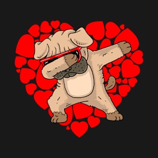 valentines day dabbing - pug valentines day gift T-Shirt