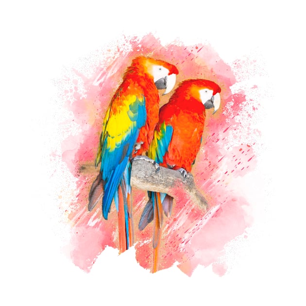 Parrot Bird Animal Wildlife Forest Jungle Nature Watercolor by Cubebox