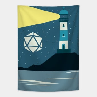 Lighthouse Starry Night Polyhedral Dice Moon RPG Landscape Tapestry