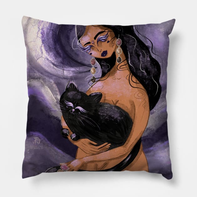 Moon and cat Pillow by valentyna mohylei