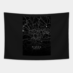 Krakow Poland City Map dark Tapestry