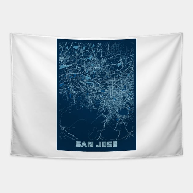 San Jose - Califonia Peace City Map Tapestry by tienstencil