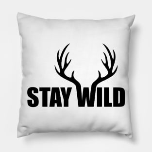 stay wild black antler wildlife Pillow