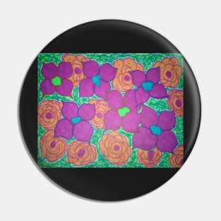 Bold Summer Abstract Flowers Pin