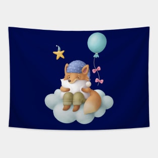 Sleepy fox on the cloud Tapestry