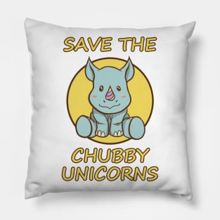 Rhino lovers Gift Save the Chubby Unicorns T-Shirt Pillow