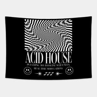 ACID HOUSE  - Trippy Art modulations (White) Tapestry