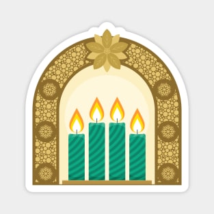 Four Advent candles lit in anticipation of the birth of Jesus Christ Magnet