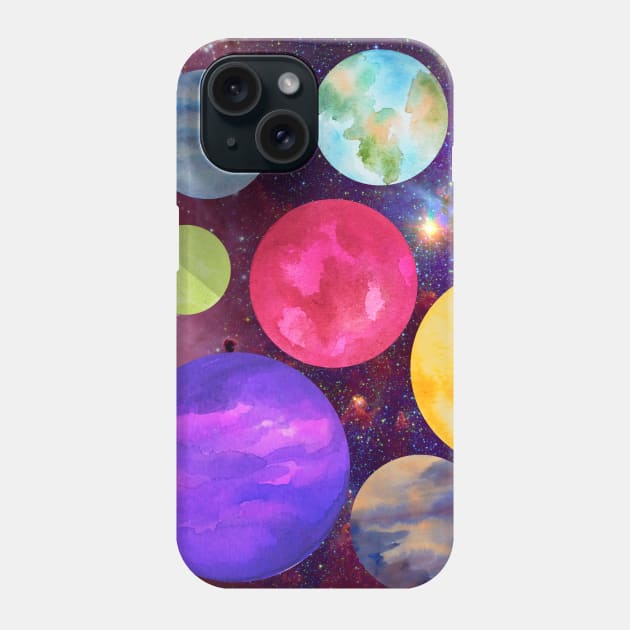 Cosmic colorful planets solar system shiny red green Phone Case by CONCEPTDVS