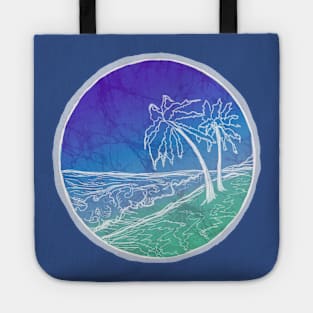 Beach and Palm Trees Batik style Tote