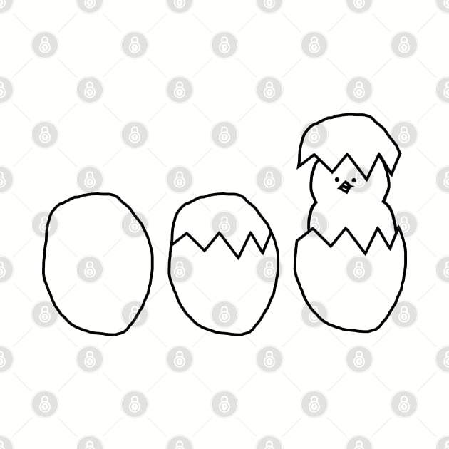 Easter Eggs with a Baby Chick Outline by ellenhenryart