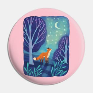 Fox At Night Pin