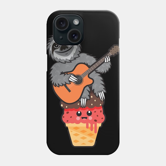 Sloth Guitar Ice Cream Phone Case by Plushism