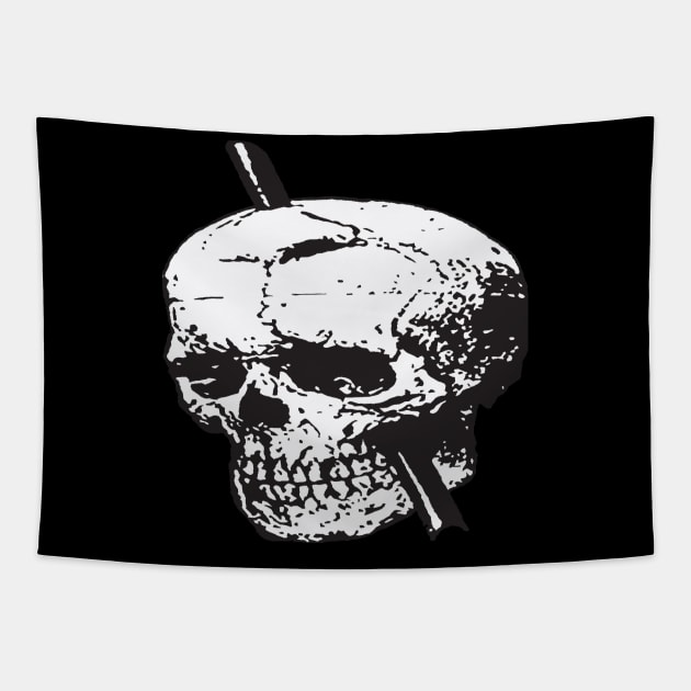 Black and White Skull of Phineas Gage With Tamping Iron Vector Tapestry by taiche