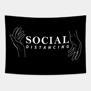 Social Distancing with Hand Line Art T-Shirt Tapestry