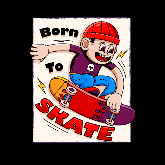 Born to skate, illustration of young people skating by Vyndesign
