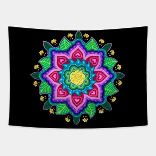 Yellow Rose Mandala Tapestry