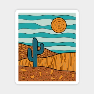 Abstract desert landscape illustration - Blue Magnet