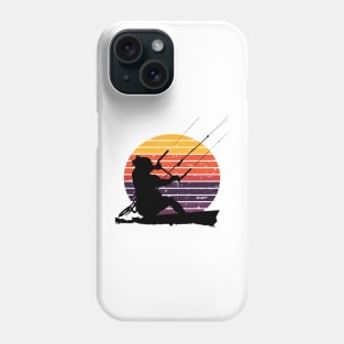 Kitesurfer Action Water Sports Artistic Silhouette Retro Sunset Phone Case