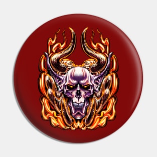 Flaming Demon Skull Pin