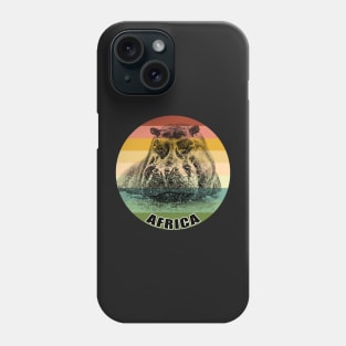 Hippo Close-up on Vintage Retro Africa Sunset Phone Case