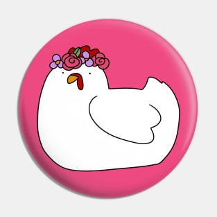 Cute Flower Crown Chicken Pin