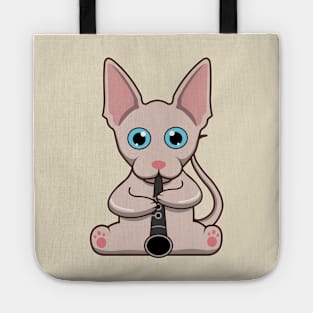 Sphynx Cat Playing The Clarinet Tote