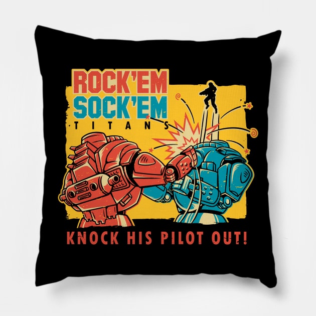 Rock'em Sock'em Titans Pillow by BWartwork