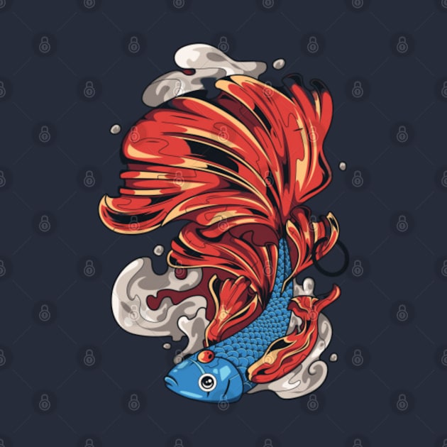 Blue and orange fish by Rakos_merch