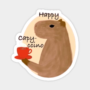 Happy capy-ccino funny capybara Magnet