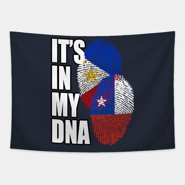 Chilean And Filipino DNA Mix Flag Heritage Gift Tapestry by Just Rep It!!