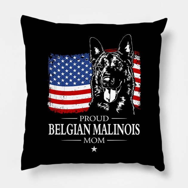 Proud Belgian Malinois Mom American Flag patriotic gift dog Pillow by wilsigns