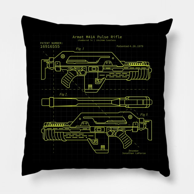 Pulse Rifle Aliens BluePrint Ripley Pillow by stayfrostybro