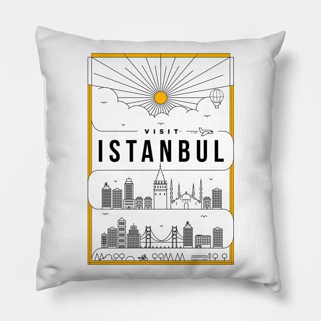 Istanbul Minimal Lineal Poster Pillow by kursatunsal