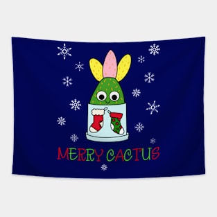 Merry Cactus - Hybrid Cactus In Christmas Themed Pot Tapestry