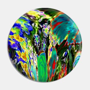 Colorful Flower Garden in the Rain Abstract Pin