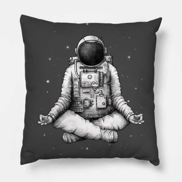 Meditating Yoga Astronaut Pillow by OnstOn