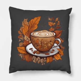 Autumn fall cappuccino coffee peaceful design Pillow