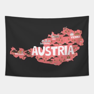 Austria Illustrated Map Tapestry