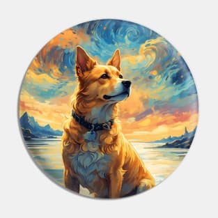 Dog in Van Gogh style Pin