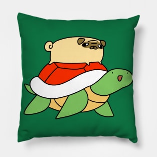 Pug and Red Shelled Turtle Pillow