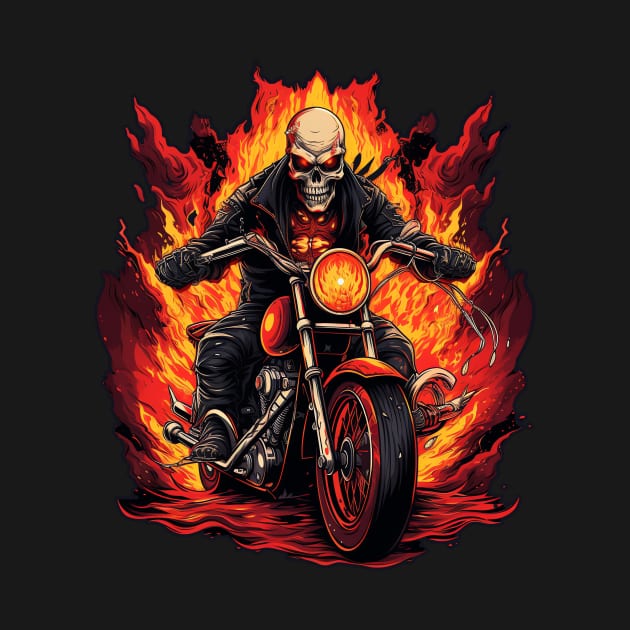 Skull Fire Retro Motorcycle Vintage by Nenok